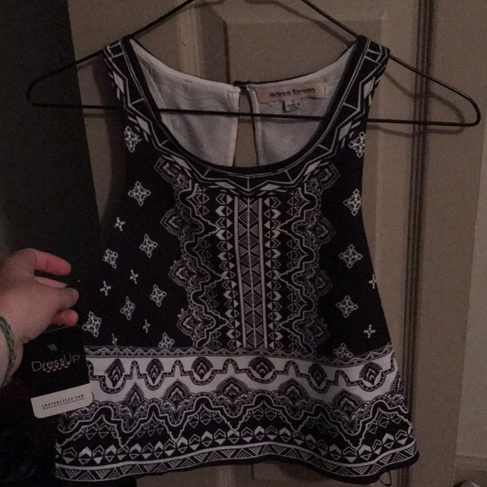 Black patterned crop top